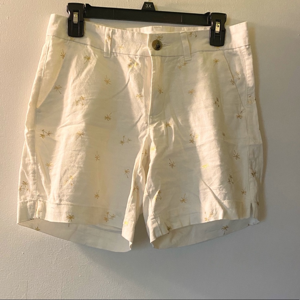 Size: Small, Cream shorts, Gold palm tree design